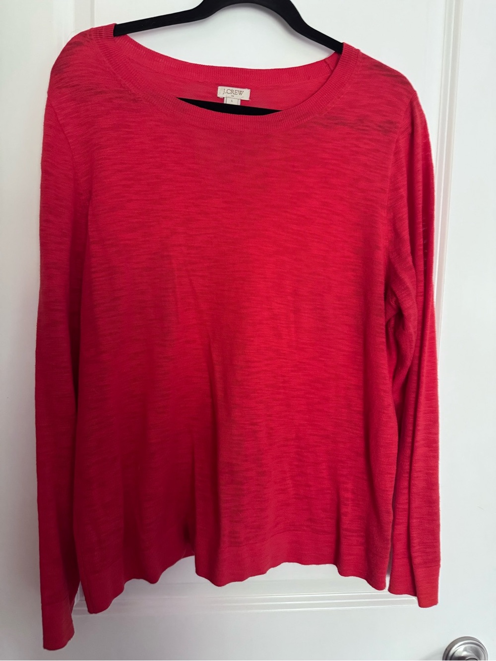 J. Crew Long Sleeve Lightweight Crewneck in Coral Red
